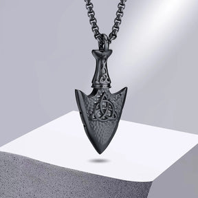 Viking - Mens Hammered Arrow Necklaces, Nordic Viking Celtic Knot Pendant with Box Chain, Protection Amulet Jewelry