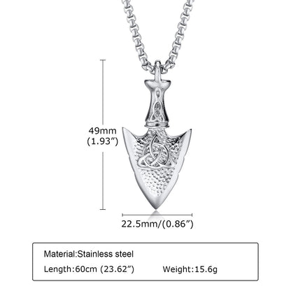 Viking - Mens Hammered Arrow Necklaces, Nordic Viking Celtic Knot Pendant with Box Chain, Protection Amulet Jewelry