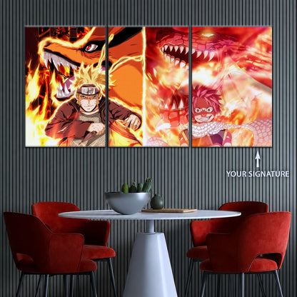 Naruto Canvas Wall Art - NA5025 - Naruto Uzumaki Kurama - Natsu Dragneel Igneel