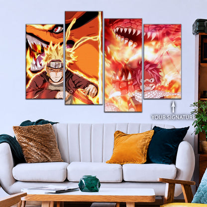 Naruto Canvas Wall Art - NA5025 - Naruto Uzumaki Kurama - Natsu Dragneel Igneel