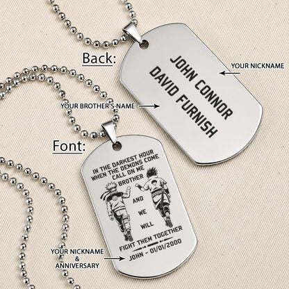 Naruto Engraved Dog Tag Necklace - NAD001 -  Naruto Uzumaki - Sasuke Uchiha - Call On Me Brother