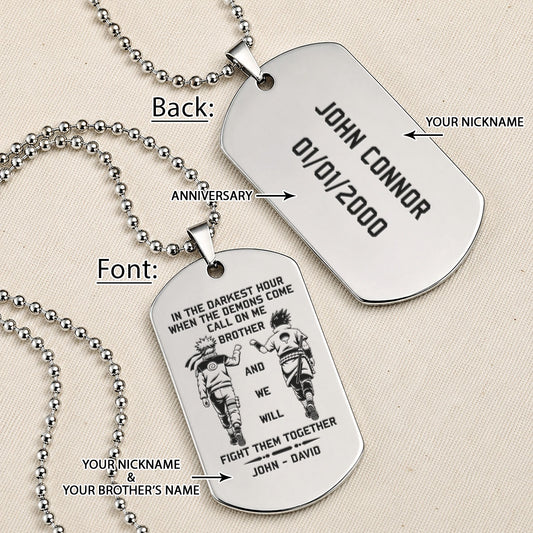 Naruto Engraved Dog Tag Necklace - NAD003 -  Naruto Uzumaki - Sasuke Uchiha - Call On Me Brother