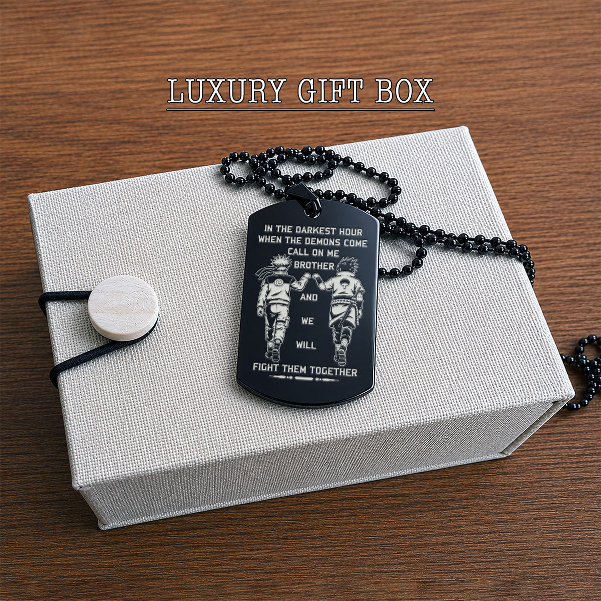 Naruto Engraved Dog Tag Necklace - NAD004 -  Naruto Uzumaki - Sasuke Uchiha - Call On Me Brother