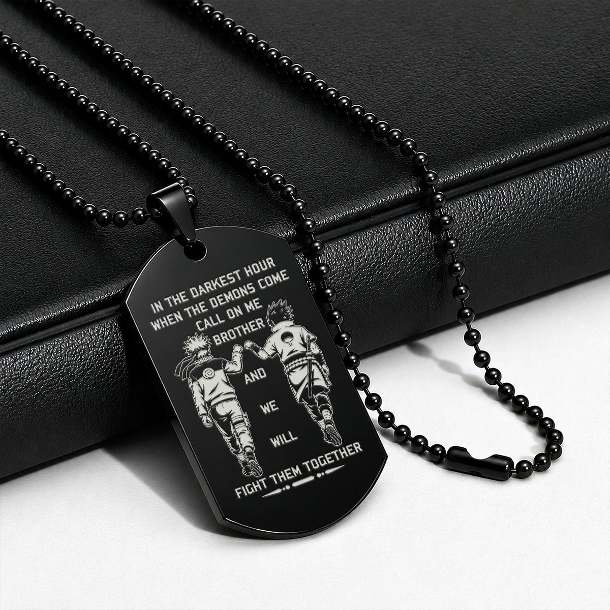 Naruto Engraved Dog Tag Necklace - NAD004 -  Naruto Uzumaki - Sasuke Uchiha - Call On Me Brother