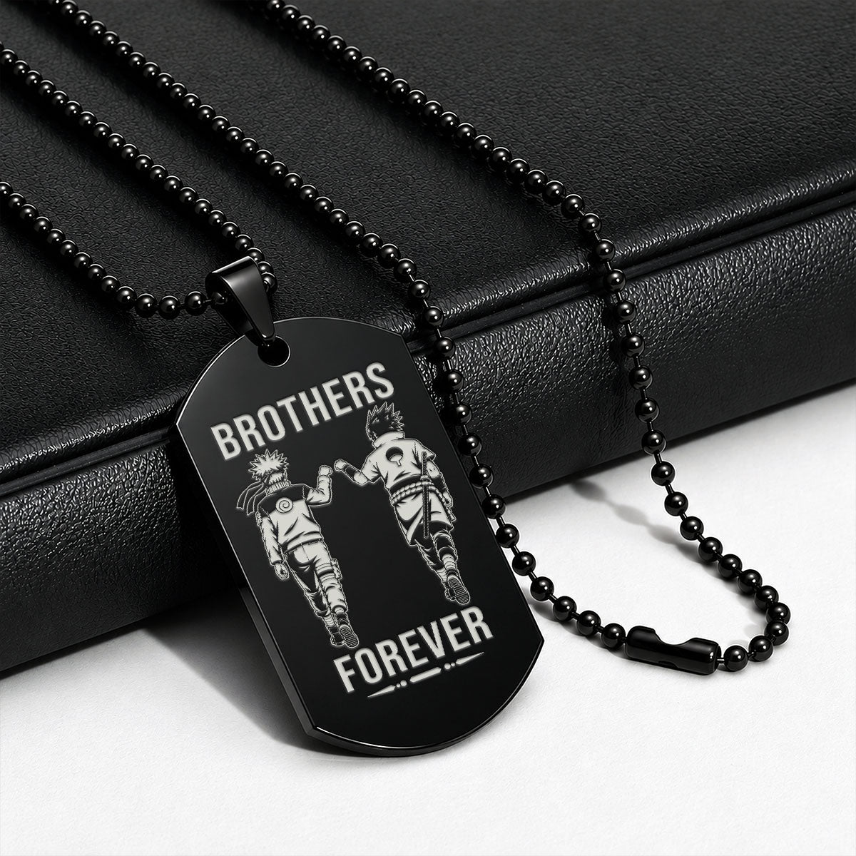 Naruto Engraved Dog Tag Necklace - NAD010 - Naruto Uzumaki - Sasuke Uchiha - Brothers Forever