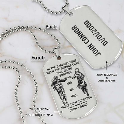 Naruto Dog Tag - Call On Me Brother - Uzumaki Naruto - Uchiha Sasuke - Naruto Necklace - Engrave Dog Tag