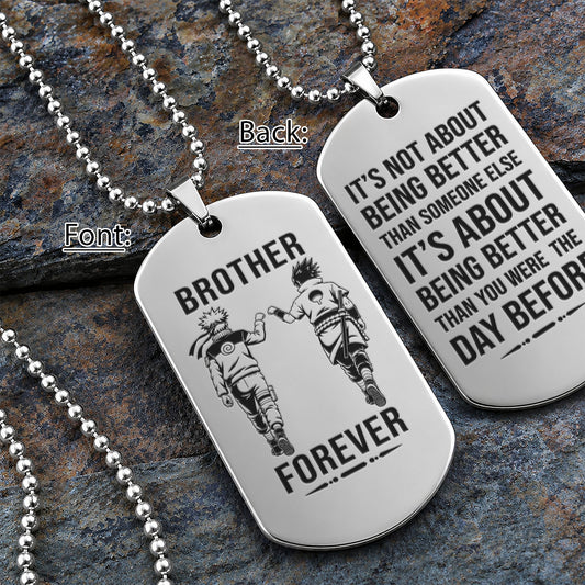 Naruto Engraved Dog Tag Necklace - NAD013 - Naruto Uzumaki - Sasuke Uchiha - Brother Forever