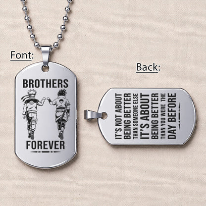 Naruto Engraved Dog Tag Necklace - NAD017 - Naruto Uzumaki - Sasuke Uchiha - Brothers Forever