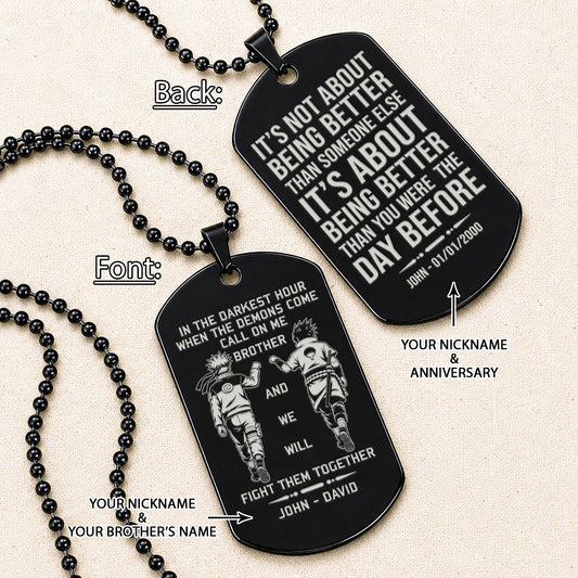Naruto Engraved Dog Tag Necklace - NAD020 - Naruto Uzumaki - Sasuke Uchiha - Call On Me Brother
