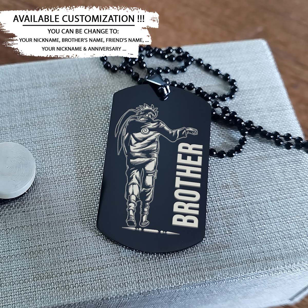 naruto dog tag - brother forever - uzumaki naruto - uchiha sasuke - naruto necklace - engrave dog tag