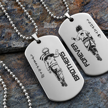 Naruto Engraved Dog Tag Necklace - NAD025 - Naruto Uzumaki - Sasuke Uchiha - Brothers Forever