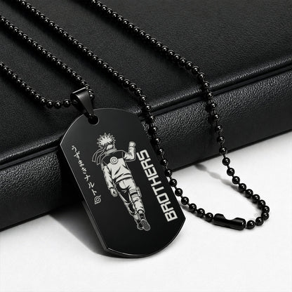 Naruto Engraved Dog Tag Necklace - NAD026 - Naruto Uzumaki - Sasuke Uchiha - Brothers Forever