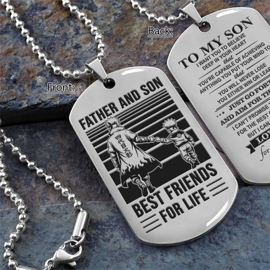 Naruto Dog Tag - Father And Son Best Friends For Life - Uzumaki Naruto  - Namikaze Minato - Naruto Necklace - Engrave Dog Tag