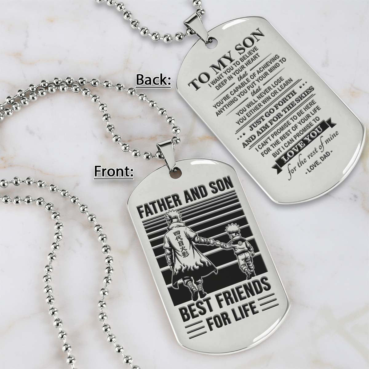 Naruto Dog Tag - Father And Son Best Friends For Life - Uzumaki Naruto  - Namikaze Minato - Naruto Necklace - Engrave Dog Tag
