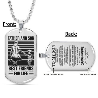 Naruto Dog Tag - Father And Son Best Friends For Life - Uzumaki Naruto  - Namikaze Minato - Naruto Necklace - Engrave Dog Tag