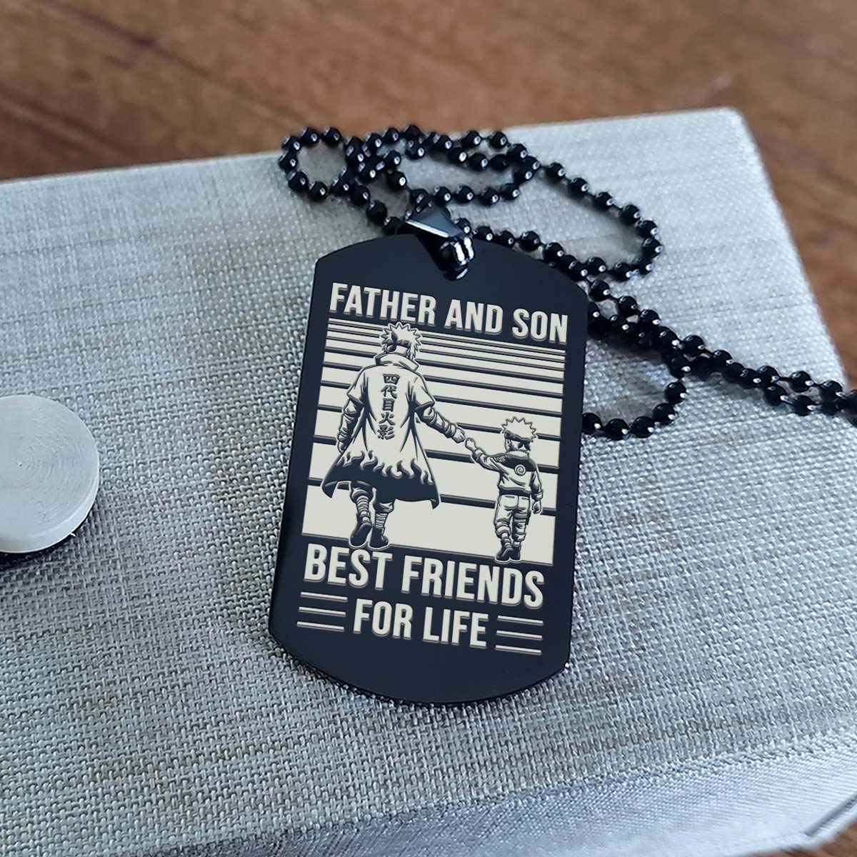 Naruto Dog Tag - Father And Son Best Friends For Life - Uzumaki Naruto  - Namikaze Minato - Naruto Necklace - Engrave Dog Tag
