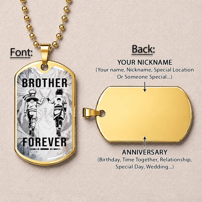 Personalized Naruto Uzumaki & Sasuke Uchiha Brother Dog Tag Necklace - Brother Forever - Stainless Steel Military Pendant Gift for Men - NADL003