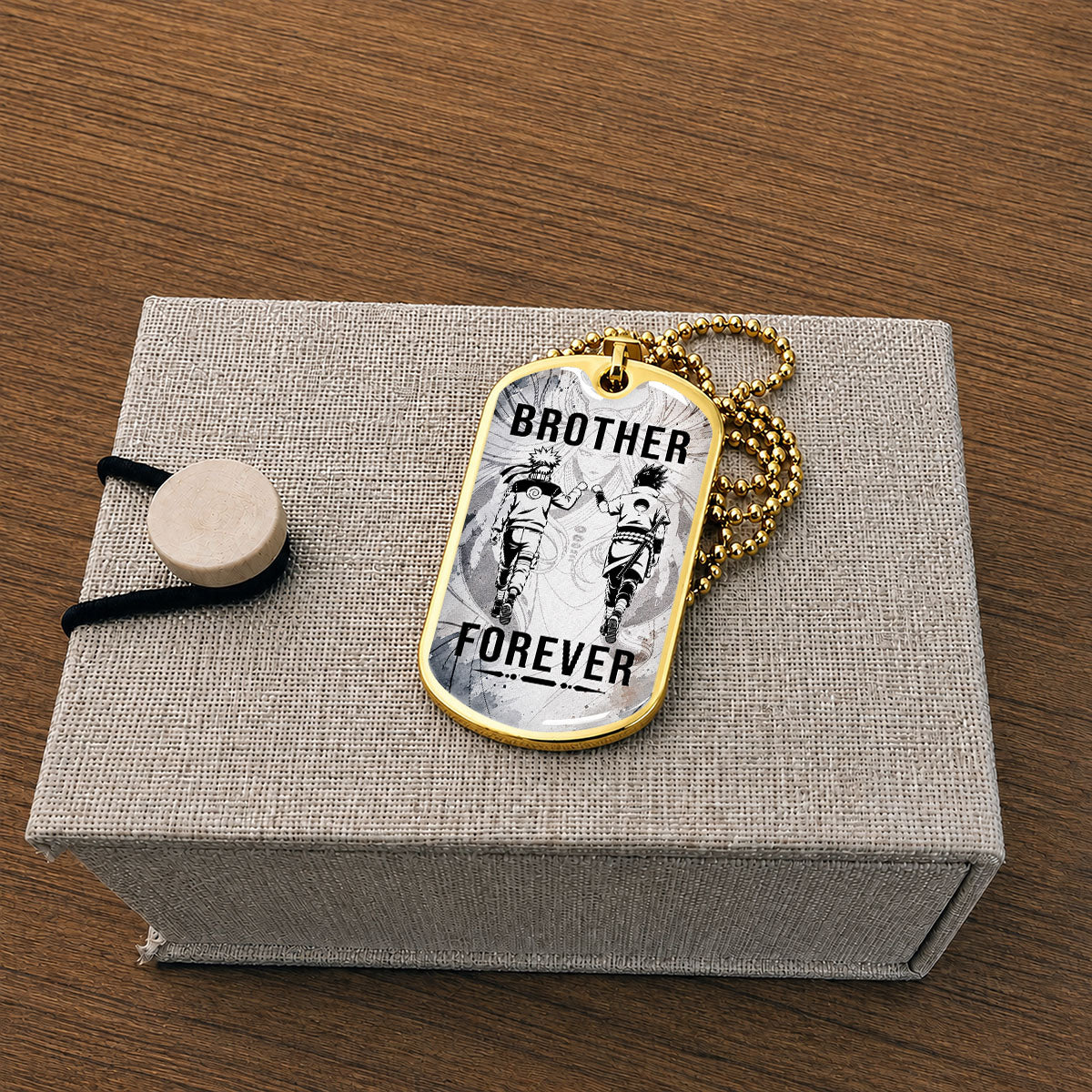 Personalized Naruto Uzumaki & Sasuke Uchiha Brother Dog Tag Necklace - Brother Forever - Stainless Steel Military Pendant Gift for Men - NADL003