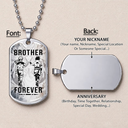 Personalized Naruto Uzumaki & Sasuke Uchiha Brother Dog Tag Necklace - Brother Forever - Stainless Steel Military Pendant Gift for Men - NADL003