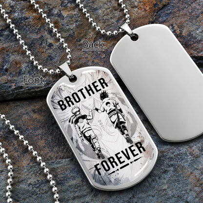 Personalized Naruto Uzumaki & Sasuke Uchiha Brother Dog Tag Necklace - Brother Forever - Stainless Steel Military Pendant Gift for Men - NADL003