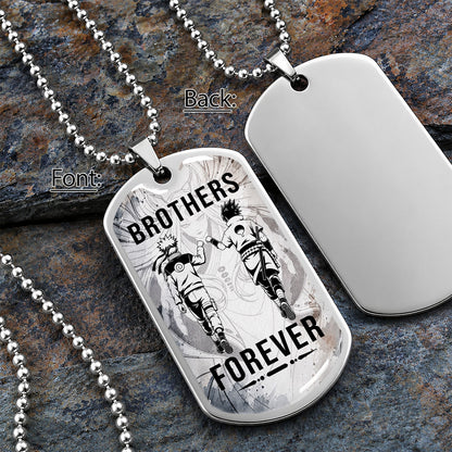 Personalized Naruto Uzumaki & Sasuke Uchiha Brother Dog Tag Necklace - Brothers Forever - Stainless Steel Military Pendant Gift for Men - NADL004