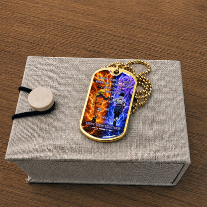 Personalized Naruto Uzumaki & Sasuke Uchiha Brother Dog Tag Necklace - Call On Me Brother - Stainless Steel Military Pendant Gift for Men - NADL005