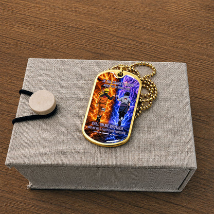 Personalized Naruto Uzumaki & Sasuke Uchiha Brother Dog Tag Necklace - Call On Me Brother - Stainless Steel Military Pendant Gift for Men - NADL006