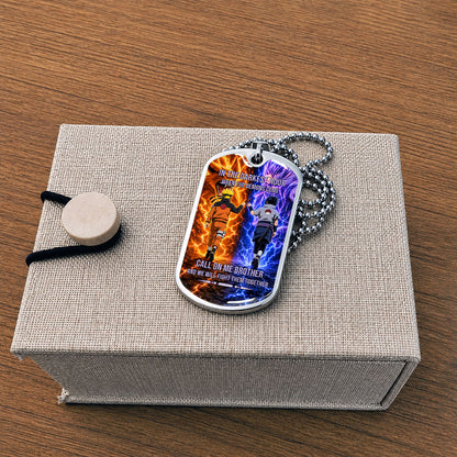 Personalized Naruto Uzumaki & Sasuke Uchiha Brother Dog Tag Necklace - Call On Me Brother - Stainless Steel Military Pendant Gift for Men - NADL006