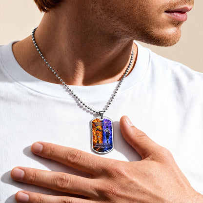 Personalized Naruto Uzumaki & Sasuke Uchiha Brother Dog Tag Necklace - Call On Me Brother - Stainless Steel Military Pendant Gift for Men - NADL006