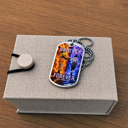Personalized Naruto Uzumaki & Sasuke Uchiha Brother Dog Tag Necklace - Brother Forever - Stainless Steel Military Pendant Gift for Men - NADL007