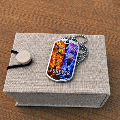 Personalized Naruto Uzumaki & Sasuke Uchiha Brother Dog Tag Necklace - Brothers Forever - Stainless Steel Military Pendant Gift for Men - NADL008
