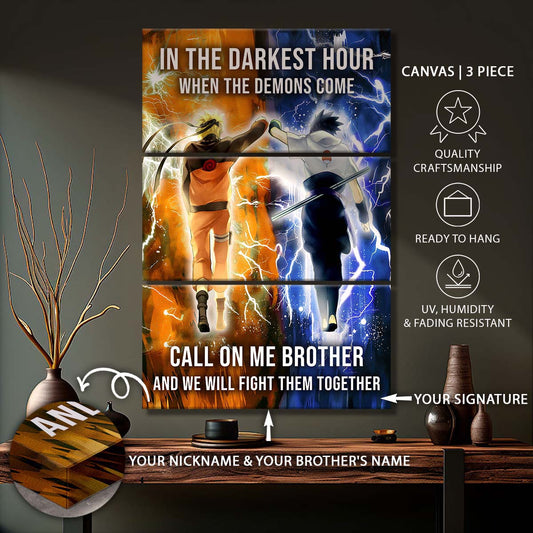 Naruto - 3 Piece Wall Art - NA001 - Call On me Brother - Uzumaki Naruto  - Uchiha Sasuke - Naruto Canvas