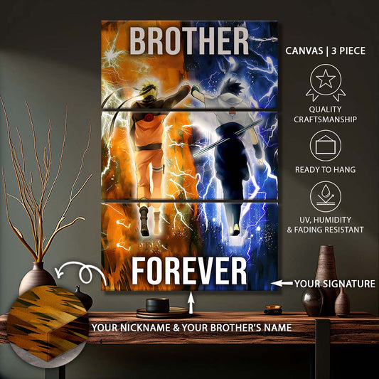 Naruto - 3 Piece Wall Art - NA002 - Brother Forever - Uzumaki Naruto  - Uchiha Sasuke - Naruto Canvas