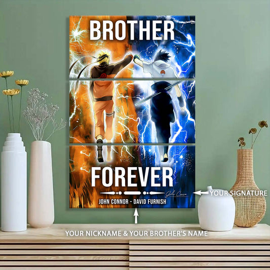 Naruto - 3 Piece Wall Art - NA002 - Brother Forever - Uzumaki Naruto - Uchiha Sasuke - Naruto Canvas
