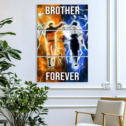 Naruto - 3 Piece Wall Art - NA002 - Brother Forever - Uzumaki Naruto  - Uchiha Sasuke - Naruto Canvas