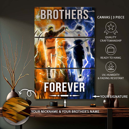 Naruto - 3 Piece Wall Art - NA003 - Brothers Forever - Uzumaki Naruto  - Uchiha Sasuke - Naruto Canvas