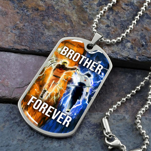 Naruto - NADL001 - Brother Forever - Uzumaki Naruto  - Uchiha Sasuke - Naruto Dog Tag - Military Ball Chain - Luxury Dog Tag
