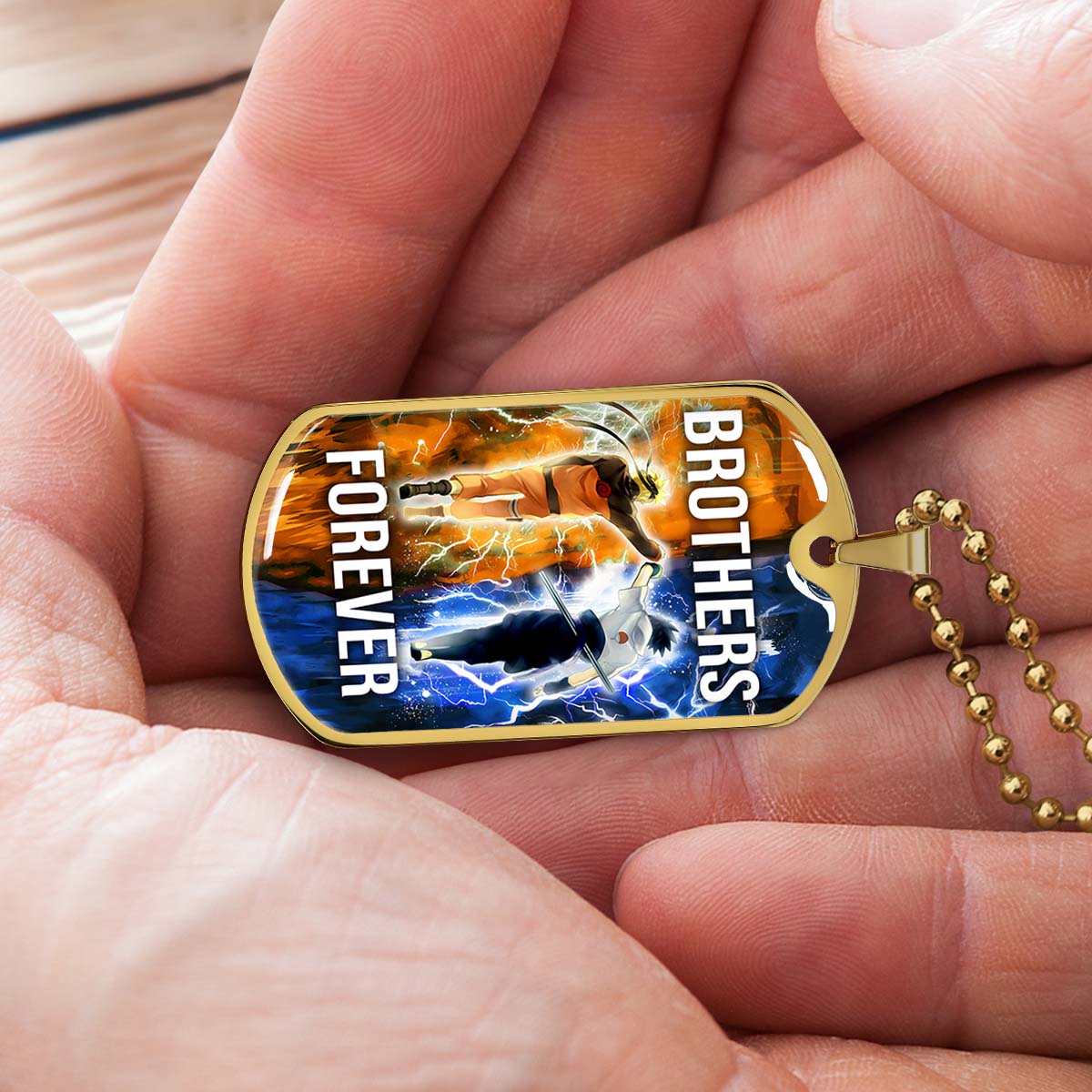 Naruto - NADL003 - Brothers Forever - Uzumaki Naruto  - Uchiha Sasuke - Naruto Dog Tag - Military Ball Chain - Luxury Dog Tag
