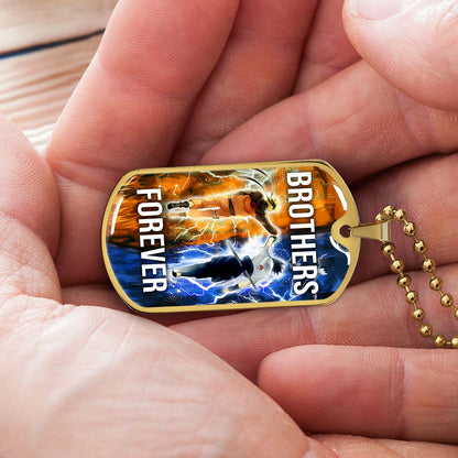 Naruto - NADL003 - Brothers Forever - Uzumaki Naruto  - Uchiha Sasuke - Naruto Dog Tag - Military Ball Chain - Luxury Dog Tag