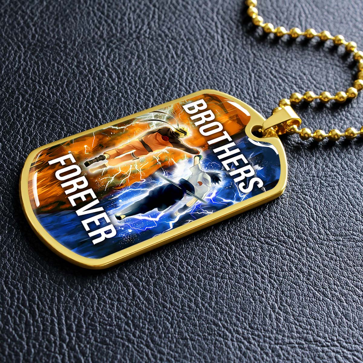 Naruto - NADL003 - Brothers Forever - Uzumaki Naruto  - Uchiha Sasuke - Naruto Dog Tag - Military Ball Chain - Luxury Dog Tag