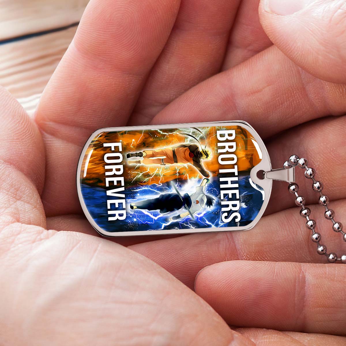 Naruto - NADL003 - Brothers Forever - Uzumaki Naruto  - Uchiha Sasuke - Naruto Dog Tag - Military Ball Chain - Luxury Dog Tag