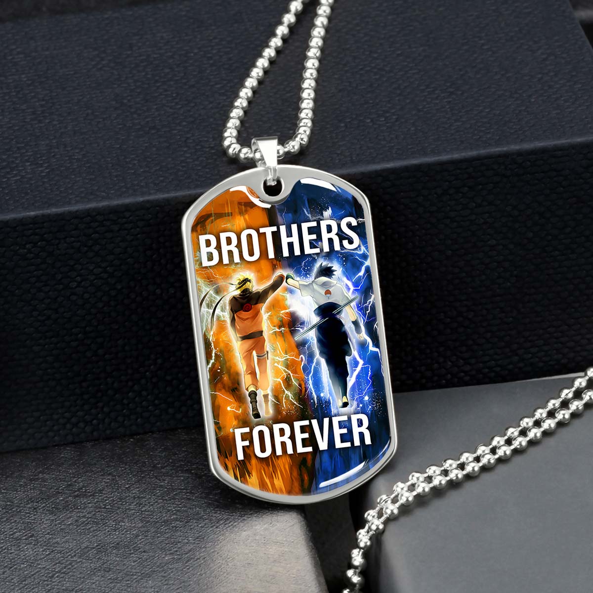 Naruto - NADL003 - Brothers Forever - Uzumaki Naruto  - Uchiha Sasuke - Naruto Dog Tag - Military Ball Chain - Luxury Dog Tag