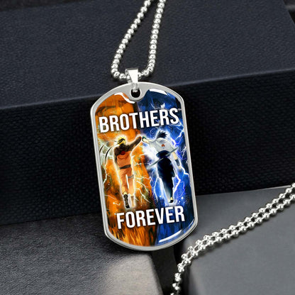 Naruto - NADL003 - Brothers Forever - Uzumaki Naruto  - Uchiha Sasuke - Naruto Dog Tag - Military Ball Chain - Luxury Dog Tag