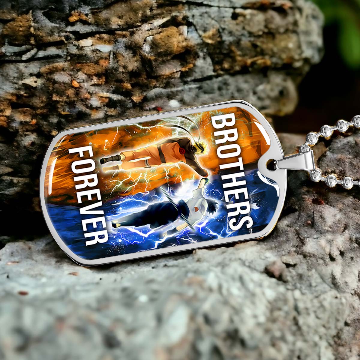 Naruto - NADL003 - Brothers Forever - Uzumaki Naruto  - Uchiha Sasuke - Naruto Dog Tag - Military Ball Chain - Luxury Dog Tag