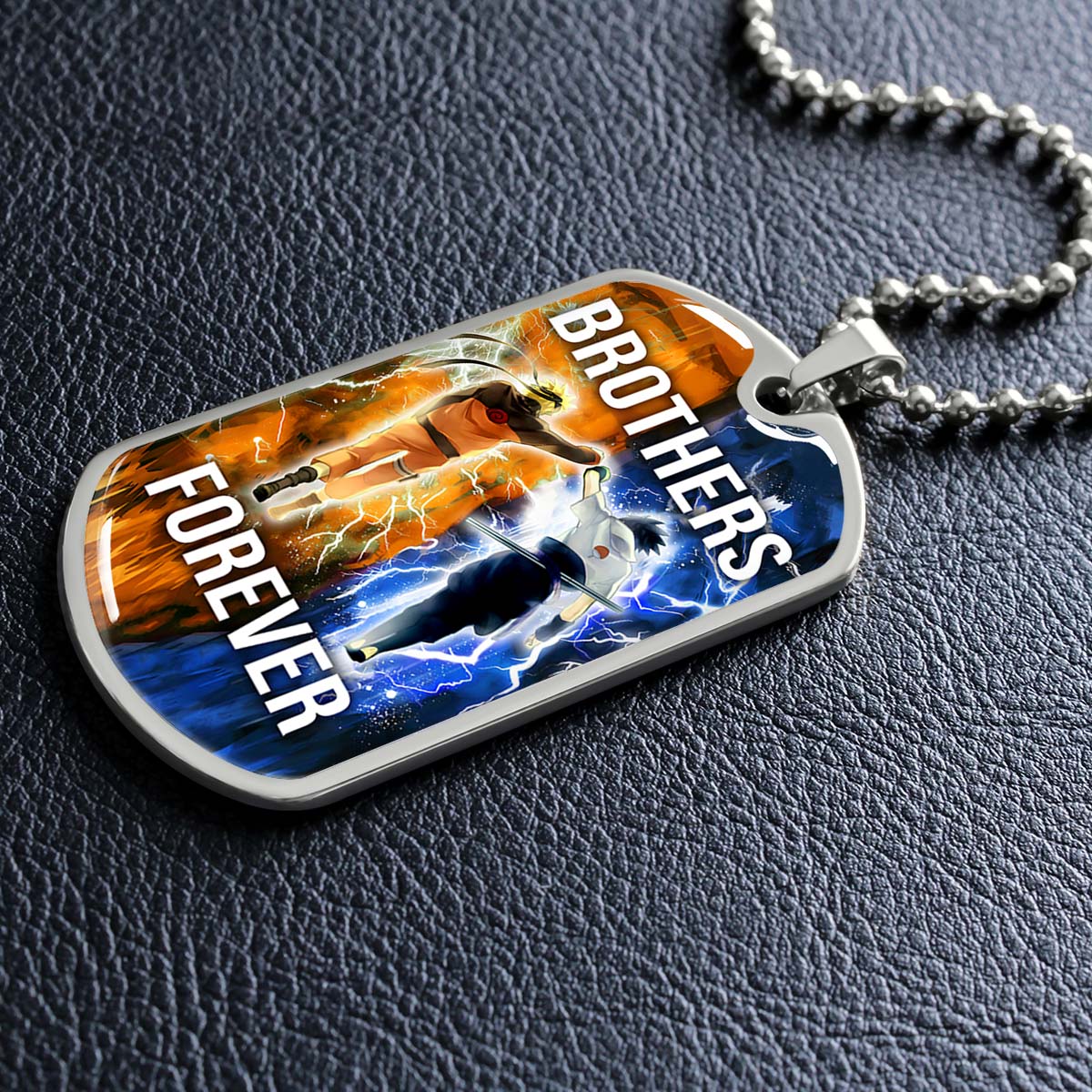 Naruto - NADL003 - Brothers Forever - Uzumaki Naruto  - Uchiha Sasuke - Naruto Dog Tag - Military Ball Chain - Luxury Dog Tag