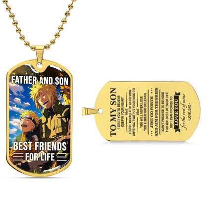 Naruto - NADL004 - Father And Son Best Friends For Life - Uzumaki Naruto  - Namikaze Minato - Naruto Dog Tag - Military Ball Chain - Luxury Dog Tag