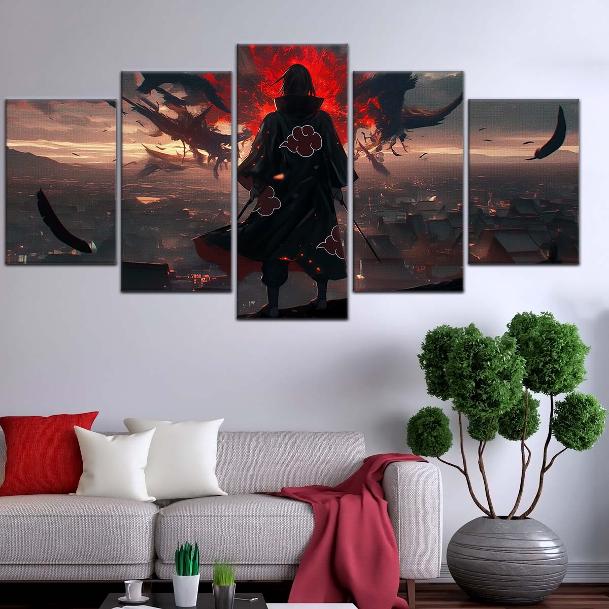 Naruto Wall Art - NA5063 - Itachi Uchiha - Akatsuki's Shadow Over Konohagakure - Naruto Poster - Naruto Canvas