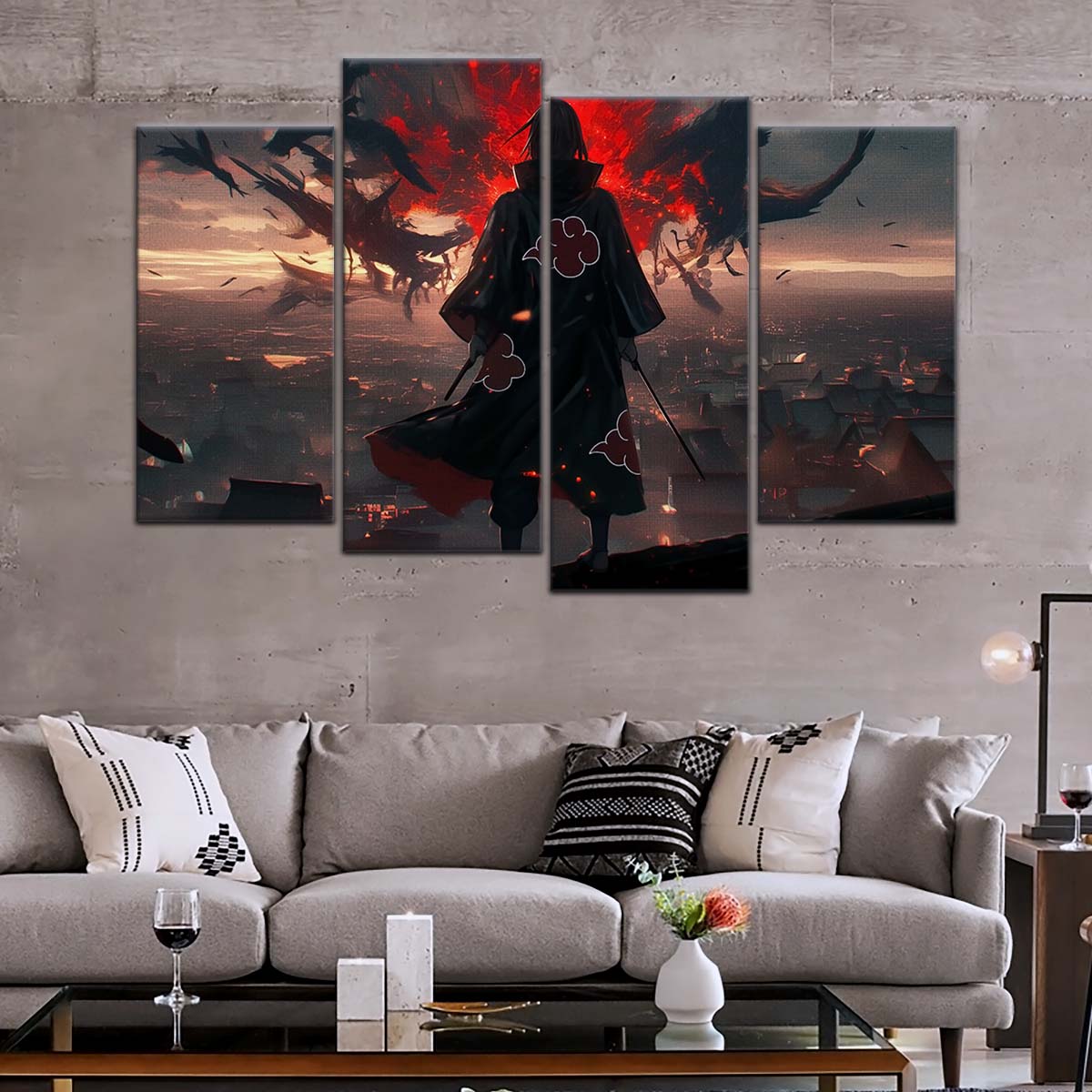 Naruto Wall Art - NA5063 - Itachi Uchiha - Akatsuki's Shadow Over Konohagakure - Naruto Poster - Naruto Canvas