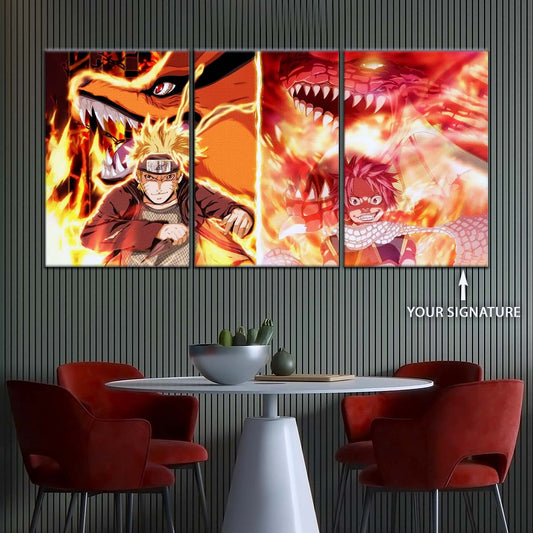 Naruto Wall Art - NA5025 - Naruto Uzumaki - Natsu Dragneel - Kurama - Igneel - Naruto Poster - Naruto Canvas