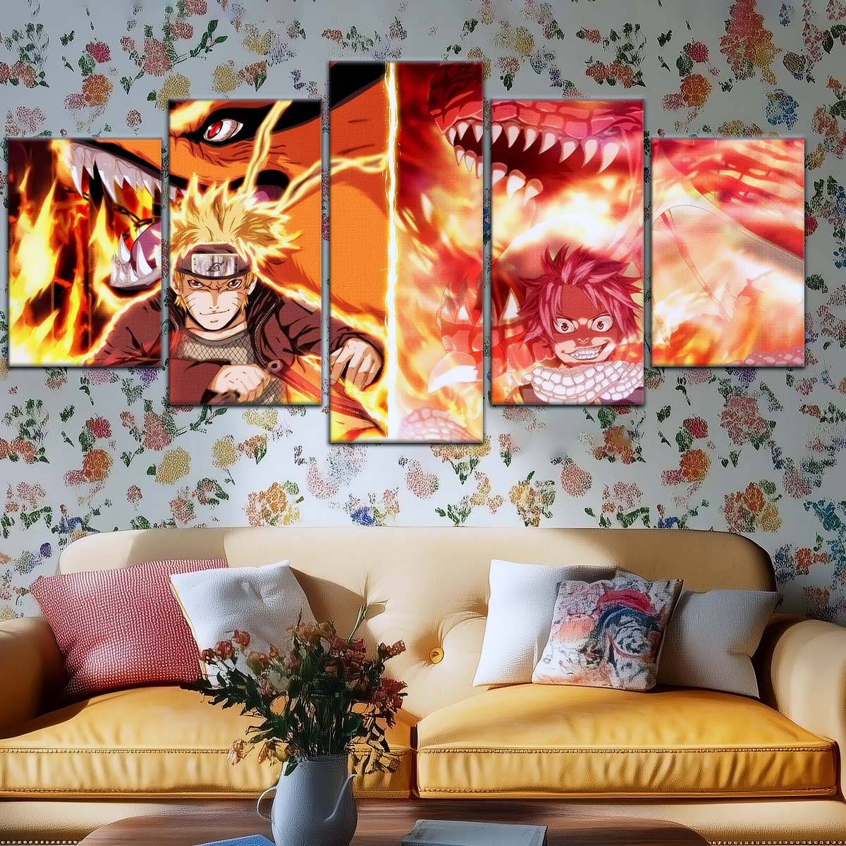 Naruto Wall Art - NA5025 - Naruto Uzumaki - Natsu Dragneel - Kurama - Igneel - Naruto Poster - Naruto Canvas